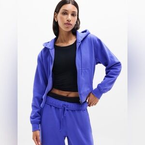 NWT Athleta Forever Fleece Sweatshirt Hoodie Jacket Borealis Blue XL